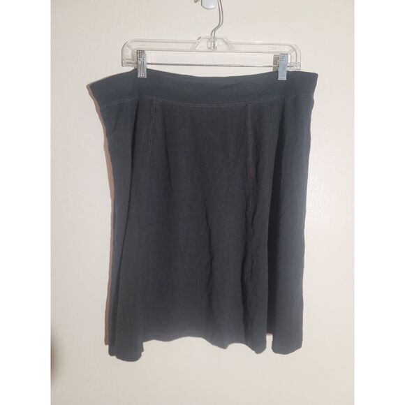 GUC Women's L.L. Bean Solid Black A-Line Skirt sz XL Above Knee Unlined - Picture 1 of 5